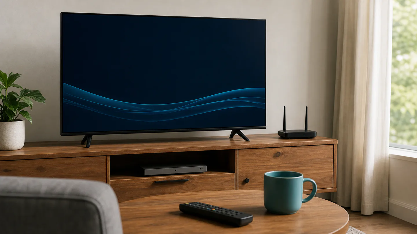 Television and router prepared for a streaming setup